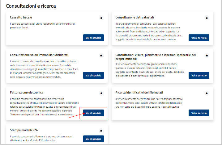 Vai al servizio Fatturazione