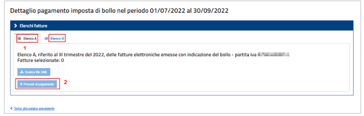 Elenco A e Procedi al Pagamento